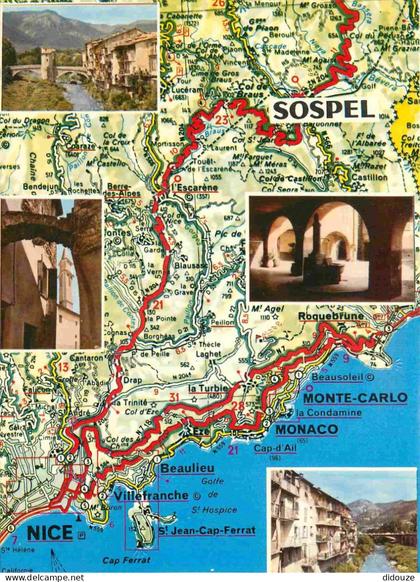 Carte Postale - 06 - Sospel - Souvenir de Sospel - Multivues - Carte Géographique Michelin - CPM - Voir Scans Recto-Vers