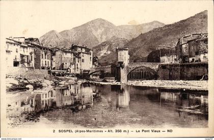 CPA Sospel Le pont vieux