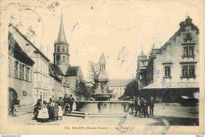 Carte Postale Ancienne - 68 - Soultz - La place - Animée - CPA - Oblitération de 1925 - Voir Scans Recto-Verso