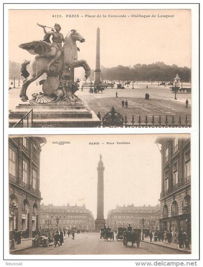2 tarjetas postales  de paris´plazas