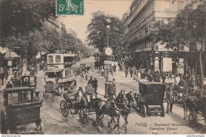 CPA photographique Paris - Boulevard Montmartre Carrefour Drouot TP 5c Adressée à Eghezée