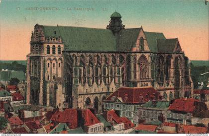 FRANCE - Saint Quentin - Basilique - colorisé - église - LL - Levy Et Neurdein Réunis - Carte postale ancienne