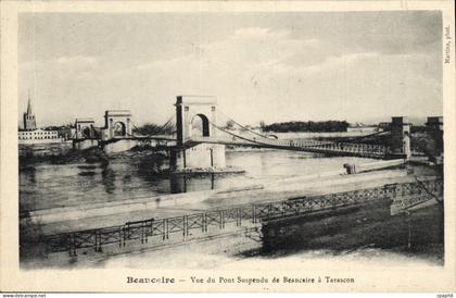 CPA Beaucaire vue du Pont suspendu de Beaucaire a Tarascon