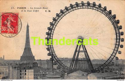 CPA 75 PARIS LA GRANDE ROUE ET LA TOUR EIFFEL