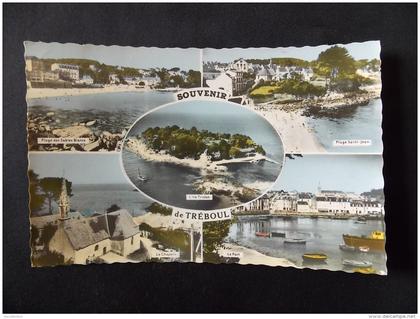CPSM Souvenir de Tréboul Multivues " Flamme Douarnenez Tréboul Ports et Plages "