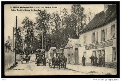 93 Tremblay-en-France Bureau des Omnibus - Maison Moulin - Hôtel de France - carotte tabac - attelage cheval