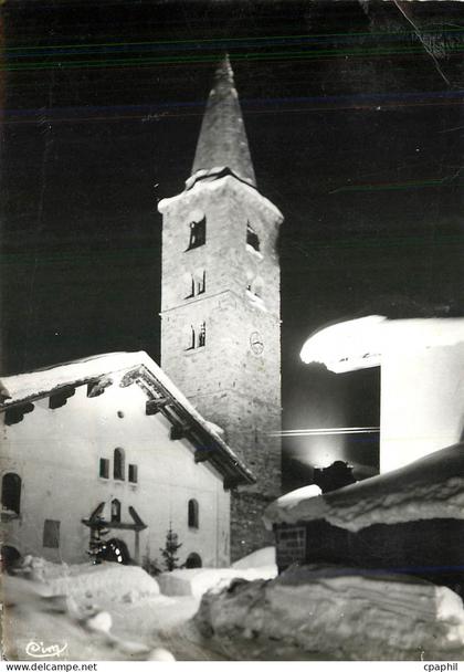 CPM Val d'Isere Savoie Sports d'hiver L'Eglise La nuit