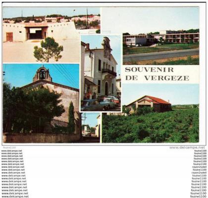 carte ( format 15 x 10,5 cm ) de vergèze  ( recto verso )