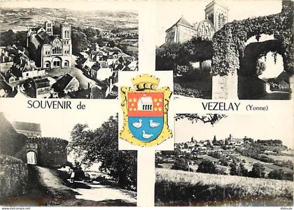 89 - Vézelay - Multivues - Blasons - CPSM grand format - Flamme Postale de Vézelay - CPM - Voir Scans Recto-Verso
