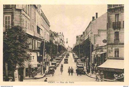 Carte Postale Ancienne - 03 - Vichy - Rue de Paris - Animée - Automobiles - Carte provenant d'un Carnet - CPA - Voir Sca