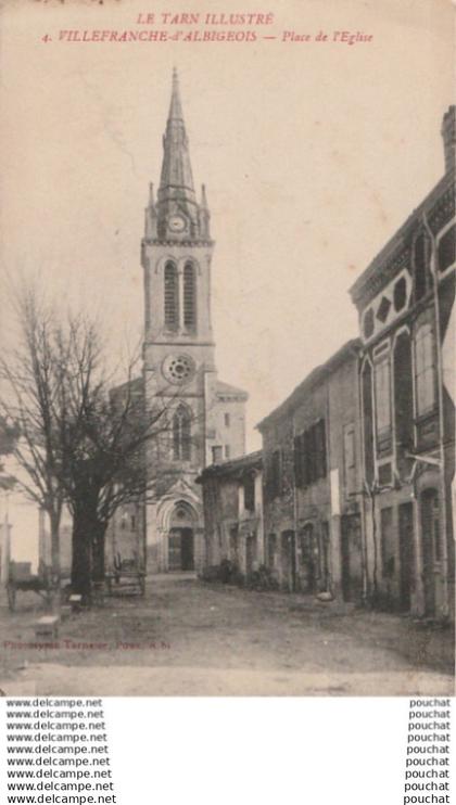 H28-81) VILLEFRANCHE D'ALBIGEOIS (TARN)  PLACE DE L'EGLISE - (2 SCANS)