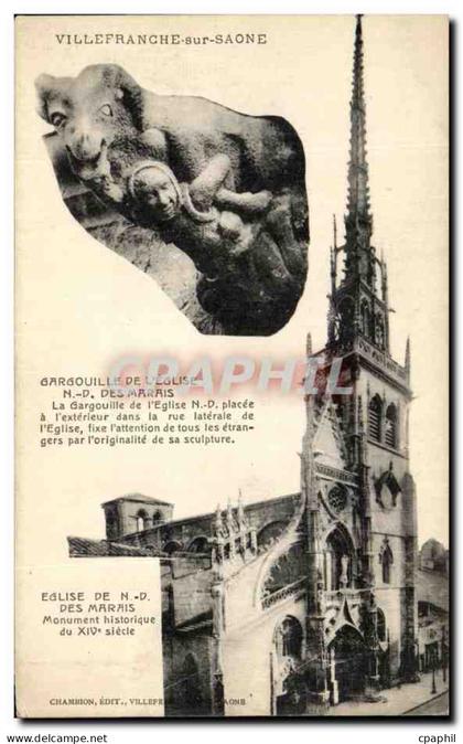 CPA Villefranche Sur Saone Eglise de Nd des Marais Gargouille