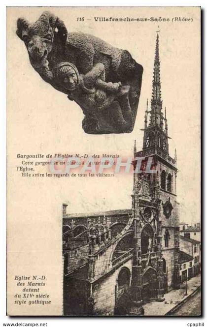 CPA Villefranche sur SAone Gargouille de l'eglise ND des marais