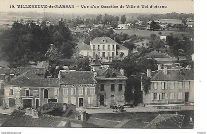 VILLENEUVE-de-Marsan - vue d'un Quartier de ville à vol d'oiseau