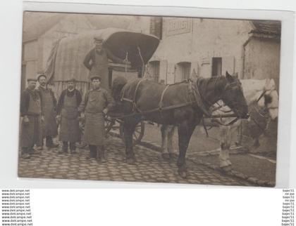 carte photo Villeneuve sur Yonne Georges Sellerin distillateur rue du Général faidherbe   " gros plan attelage "