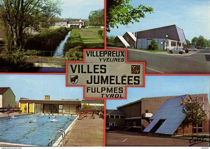 CPSM Villepreux (Yvelines) Le val de Gally et la piscine a droite deux vues theatre du Val Gally