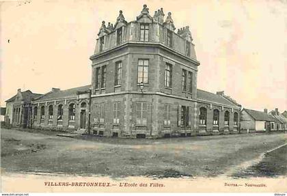80 - Villers Bretonneux - L'Ecole des Filles - Oblitération ronde de 1914 - CPA - Voir Scans Recto-Verso