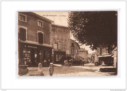 69 VILLIE MORGON Place, animée, Commerces, Rongier, ed Lemonon, 1938