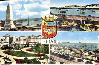 CPM Le Havre Le pain de sucre l'avant port le square Saint Roch la plage