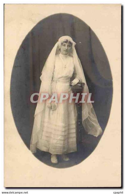 CARTE PHOTO Madame Tourre 1ere communion de Yvonne Thomas a Saint Maurice 6 mai 1920 Lyon