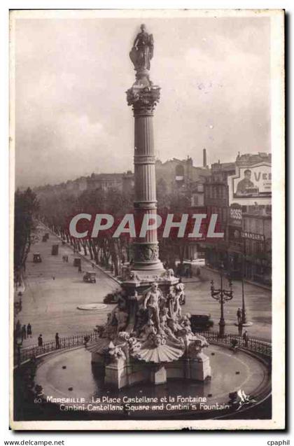 CPA Marseille La Place Castellane et la Fontaine