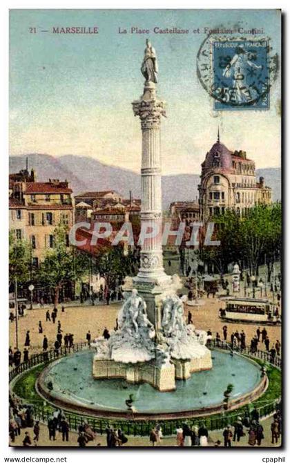 CPA Marseille Le Place Castellane Et Fontaine Cantini
