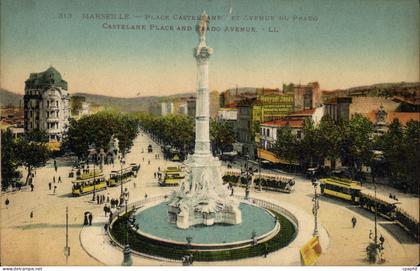 CPA Marseille Place Castellane et Avenue du Prado