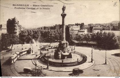 CPA Marseille Place Castellane Fontaine Cantini et le Prado