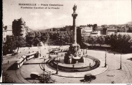 Marseille CPA Place Castellane Fontaine Cantini et le Prado