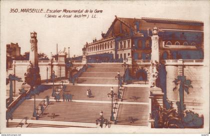 Marseille - Escalier Monumental de la Gare - CPA -