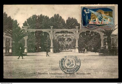 13 - MARSEILLE - EXPOSITION INTERNATIONALE D'ELECTRICITE 1908 - LES PORTIQUES LUMINEUX - VIGNETTE