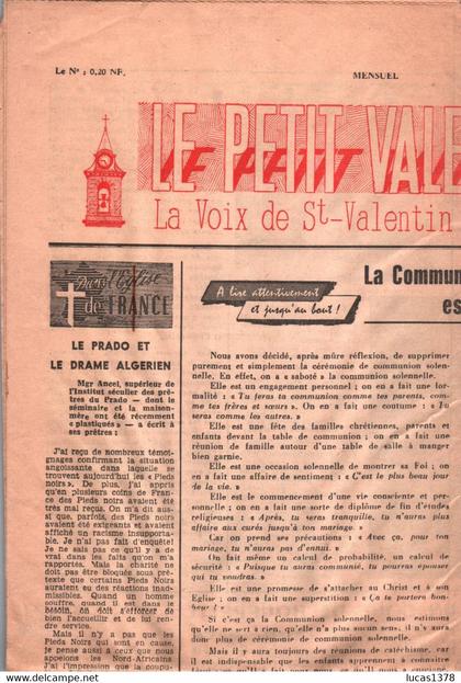 13 / MARSEILLE / LA VALENTINE / JOURNAL LOCAL  / LE PETIT VALENTINOIS MARS 1962 . RARE