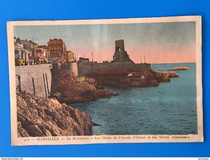 ✔️Marseille[13] Bouches-du-Rhône Endoume,Corniche,-☛MONUMENT AUX MORTS ARMEE D'ORIENT TERRES LOINTAINE Carte Postale CPA