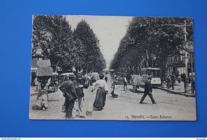 1905 LE COURS BELSUNCE très Animé MARSEILLE CPA-Carte Postale [13] Bouches-du-Rhône-charrettes-tramway-taxis-trolleybus