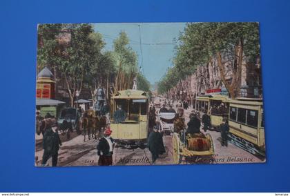 1905 LE COURS BELSUNCE très Animé MARSEILLE CPA-Carte Postale [13] Bouches-du-Rhône-charrettes-tramway-taxis-trolleybus