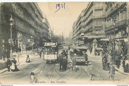 CPA 13 Bouches-du-Rhône Marseille Canebière, centre ville - Rue Noailles - Tramway