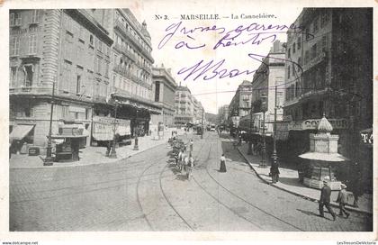 FRANCE - Marseille - Cannebiere - centre ville - chemin de fer - animé - edition C Marlière - Carte postale ancienne