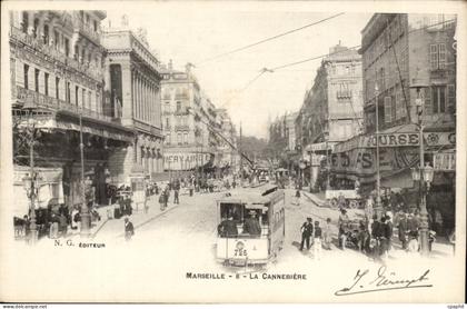 Marseille - La Cannebiere - tramway - Bourse Cafe - CPA