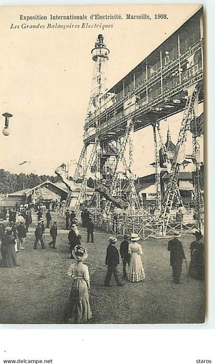 MARSEILLE - Exposition Internationale d'Electricité 1908 - Les Grandes Balançoires Electriques - Manège