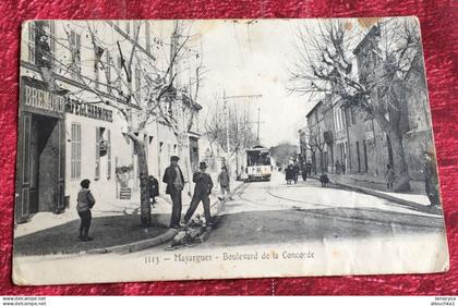 Mazargues, Marseille Boulevard Concorde devant Magasin Bremond café harmonie-trolley[13] BDR-Carte Postale Quartiers Sud