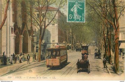 CPA Nice Avenue de la gare Tramway