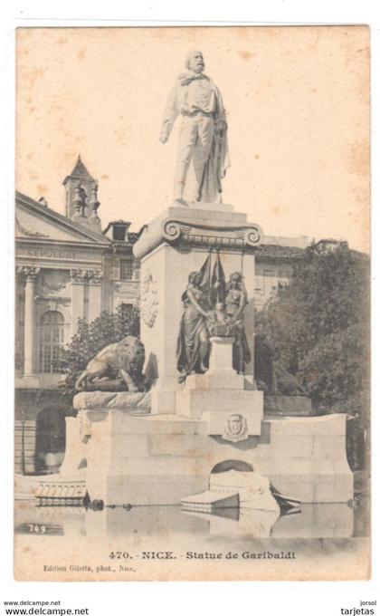 POSTAL    NIZA (NICE)  - FRANCIA - ESTATUA DE GARIBALDI  ( STATUE GARIBALDI )