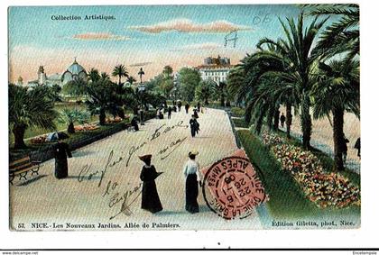 CPA-Carte postale-FRANCE- Nice- Les nouveaux jardins -Allée de Palmiers 1906-VMO16589