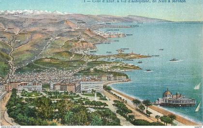 CPA Cote d'Azur a Vol d'Aeroplane de Nice a Menton