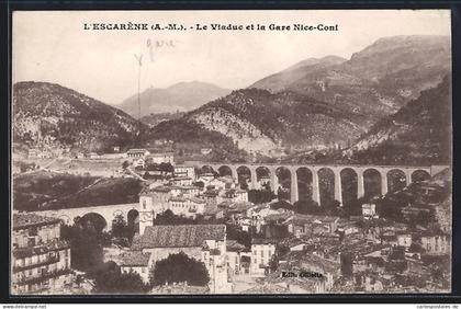 CPA L'Escaréne, Le Viaduc et la Gare Nice-Coni