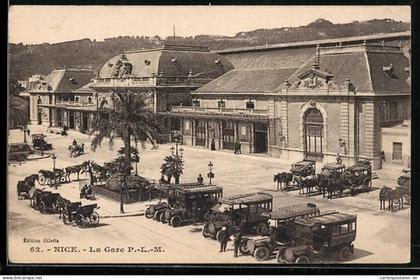 CPA Nice, La Gare, La Gare avec la place