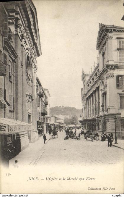 CPA Nice L Opera et le Marche Aux Fleurs