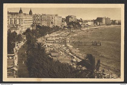 Cannes France 1938 Postcard To Genoa Italy Croisette Semeuse Stamp Cachet