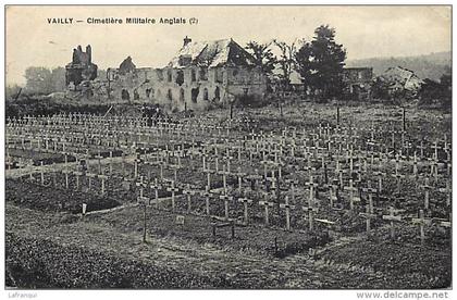 aisne  -ref A203 - guerre 1914-18- vailly - cimetiere militaire anglais   - carte bon etat  -