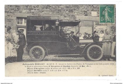 CPA 08 Automobile Berliet Faisant service des Postes voyageurs et colis Postaux entre le Riant et Hargnies et Haybes